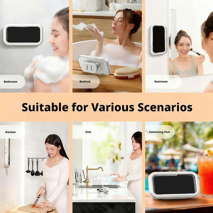 Waterproof Shower Phone Holder – 360° Adjustable Wall Mount with Retractable Arm