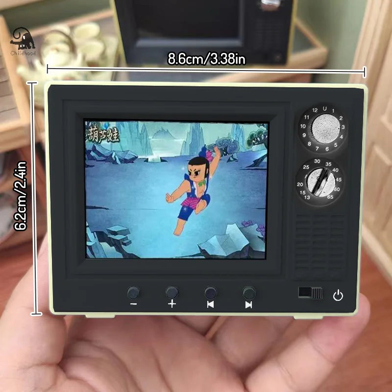 Miniature Dollhouse TV – Playable Video with 180° Rotating Antenna