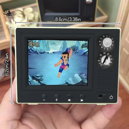 Miniature Dollhouse TV – Playable Video with 180° Rotating Antenna