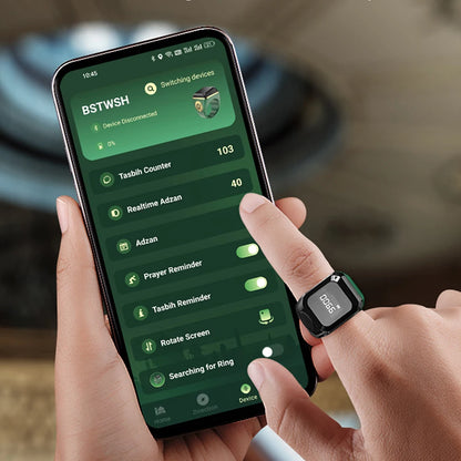 Smart Zikr Ring – OLED Digital Tasbih Counter with Bluetooth App