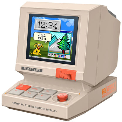 Retro Mini PC Bluetooth Speaker – Smart Alarm Clock with Screen Display & Games