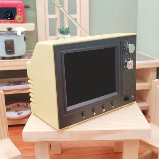 Miniature Dollhouse TV – Playable Video with 180° Rotating Antenna