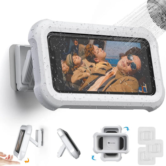 Waterproof Shower Phone Holder – 360° Adjustable Wall Mount with Retractable Arm