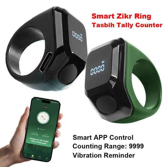 Smart Zikr Ring – OLED Digital Tasbih Counter with Bluetooth App