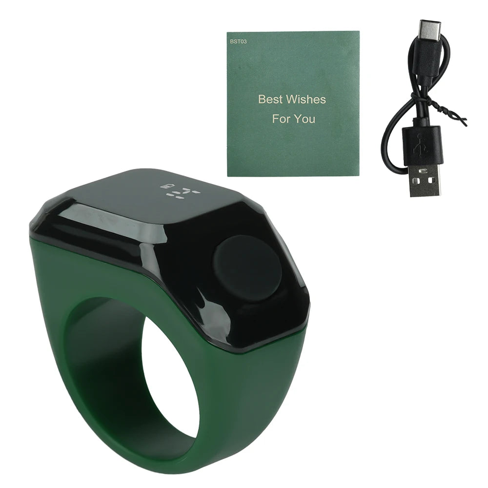 Smart Zikr Ring – OLED Digital Tasbih Counter with Bluetooth App