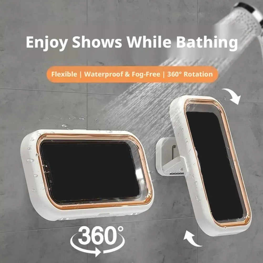 Waterproof Shower Phone Holder – 360° Adjustable Wall Mount with Retractable Arm