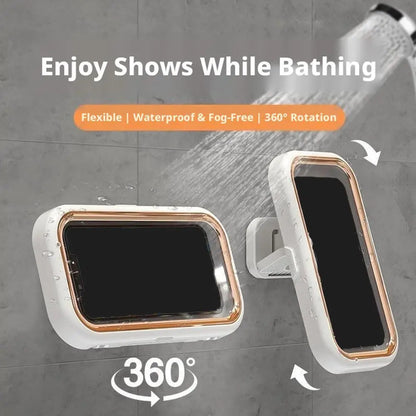 Waterproof Shower Phone Holder – 360° Adjustable Wall Mount with Retractable Arm