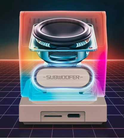 Retro Mini PC Bluetooth Speaker – Smart Alarm Clock with Screen Display & Games